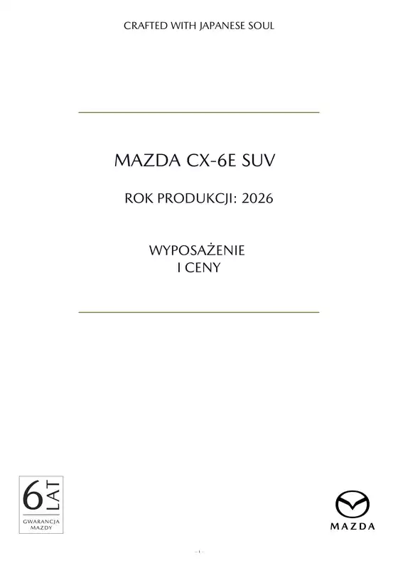 Katalog Mazda | MAZDA CX-6E SUV | 2026-10-19T00:00:00.000Z - 2027-10-19T00:00:00.000Z