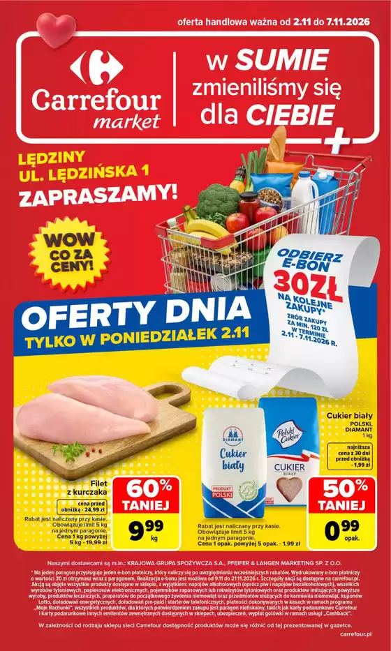 Katalog Carrefour Market | Gazetka Market w SUMIE zmieniliśmy się dla CIEBIE - LĘDZINY | 2026-11-01T00:00:00.000Z - 2026-11-07T00:00:00.000Z