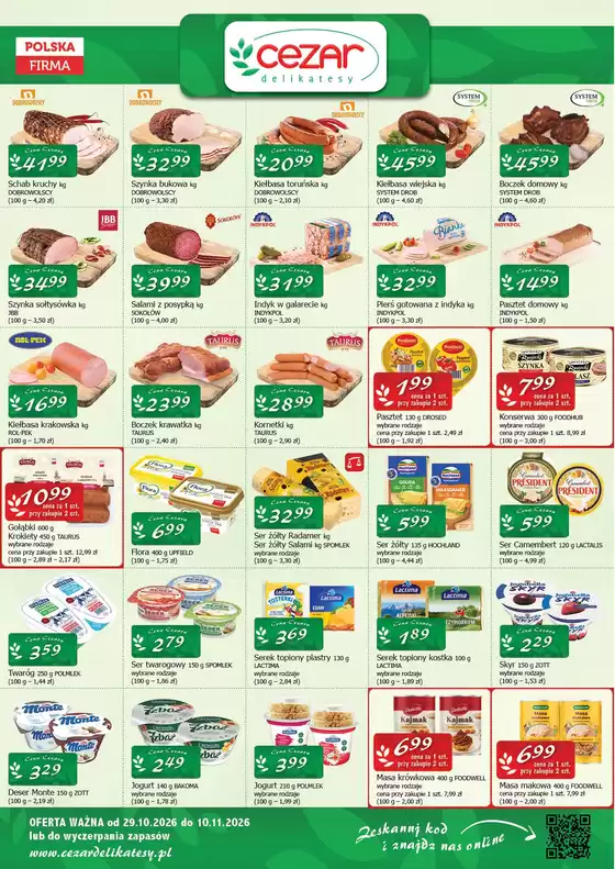 Katalog Cezar Delikatesy w: Dylewo | OKRES OBOWIĄZYWANIA 29.10 - 10.11.2026 | 2026-10-29T00:00:00.000Z - 2026-11-10T00:00:00.000Z