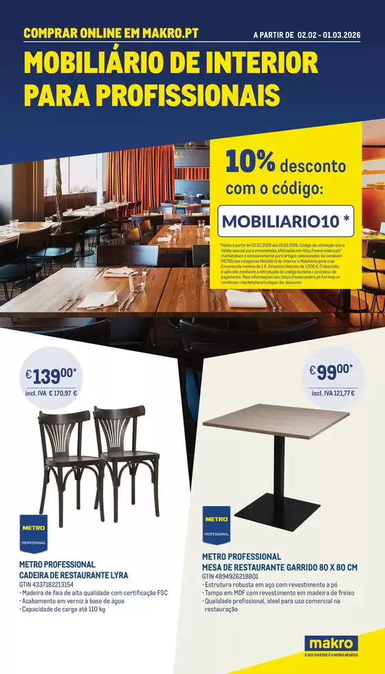 Catálogo Makro | Mobiliário de interior para profissionais - Marketplace da makro | 2026-02-03T00:00:00.000Z - 2026-03-01T00:00:00.000Z