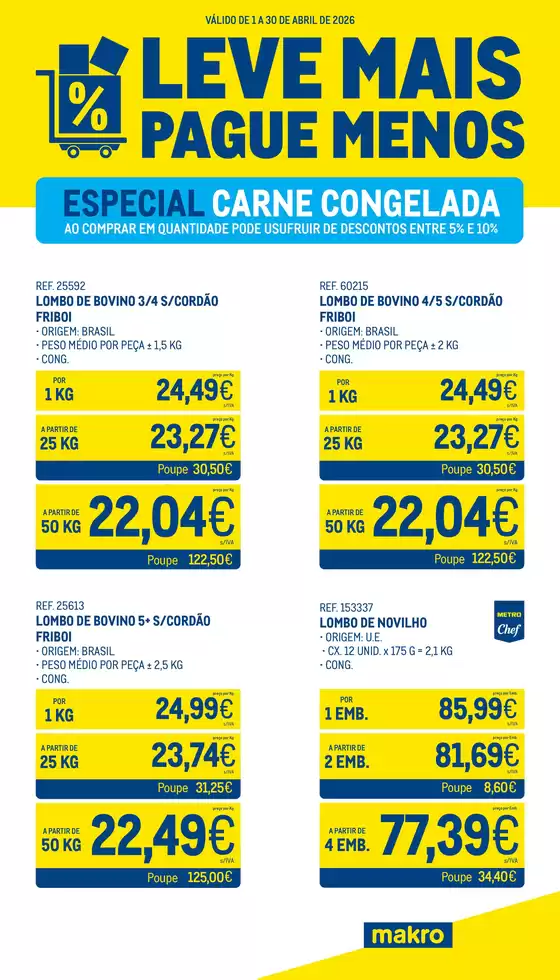 Catálogo Makro em Monção | Leve Mais Pague Menos - Carne Congelada | 2026-04-01T00:00:00.000Z - 2026-04-30T00:00:00.000Z