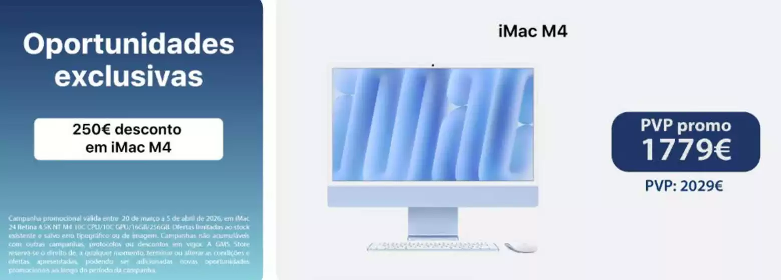 Catálogo GMS Store em Póvoa de Santa Iria | 250€ desconto em iMac M4 | 2026-04-01T00:00:00.000Z - 2026-04-05T00:00:00.000Z