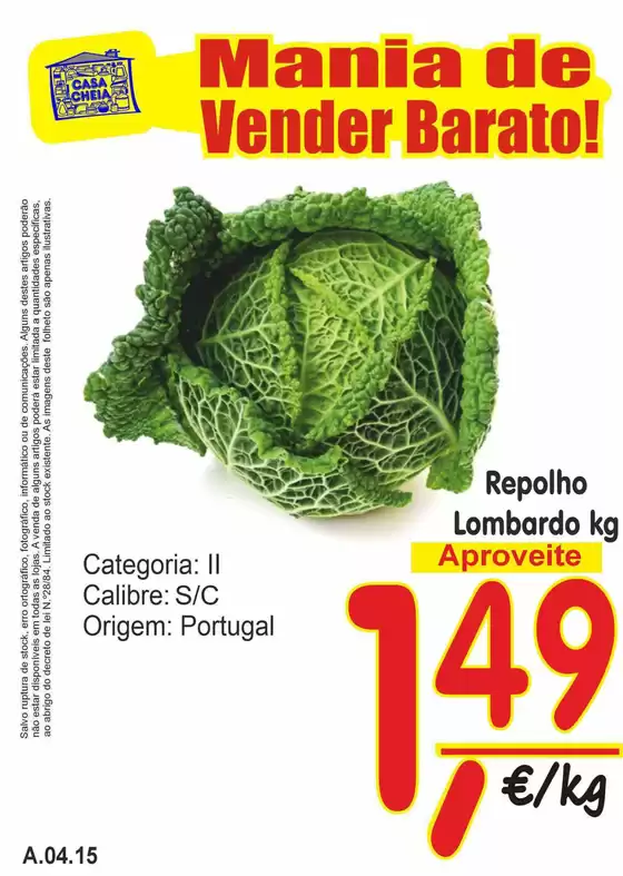 Catálogo Casa Cheia em Santa Luzia (TAVIRA) | Repolho Lombardo | 2026-04-10T00:00:00.000Z - 2026-04-15T00:00:00.000Z