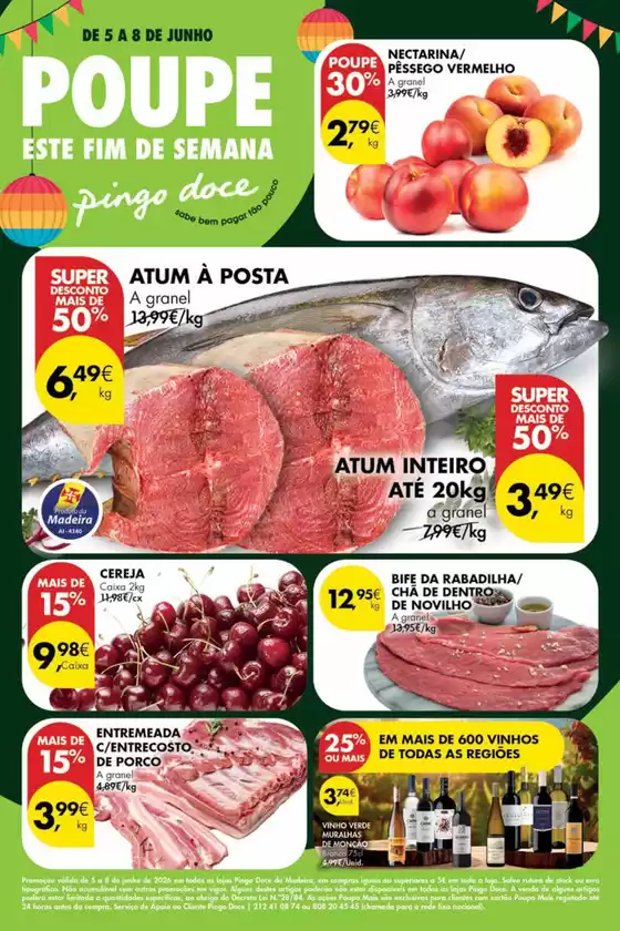 Catálogo Pingo Doce em São Bartolomeu de Messines | Folheto Poupe Este Fim de Semana Madeira | 2026-06-05T00:00:00.000Z - 2026-06-08T00:00:00.000Z