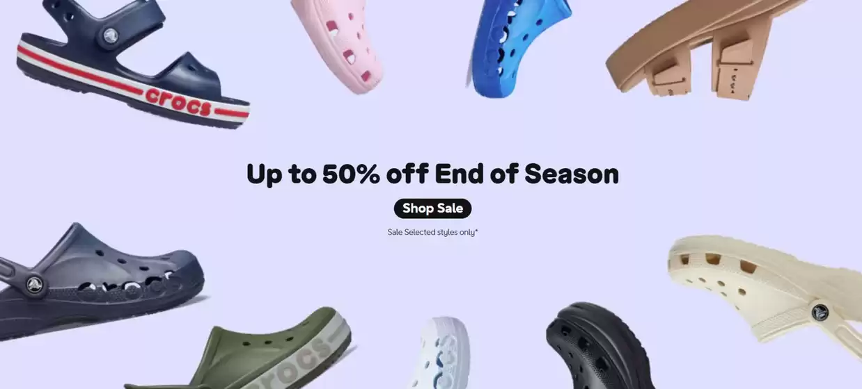 Catálogo Crocs | Up to 50% off End of Season | 2026-06-25T00:00:00.000Z - 2026-07-09T00:00:00.000Z