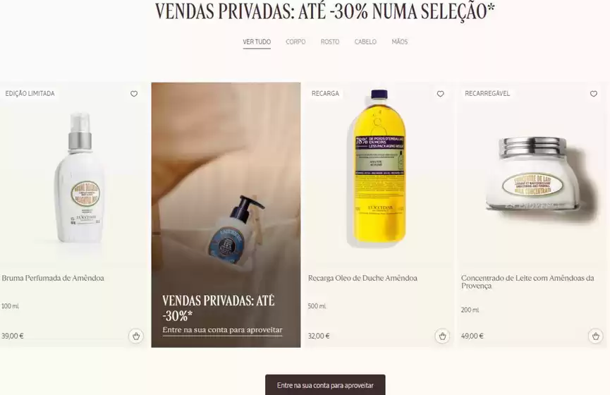 Catálogo L'Occitane | Vendas Privadas: até -30% numa seleção | 2026-06-30T00:00:00.000Z - 2026-06-30T00:00:00.000Z