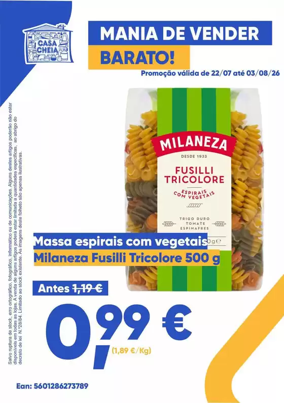 Folheto Casa Cheia em Gouveia | Milaneza Fusilli Tricolore | 2026-07-23T00:00:00.000Z - 2026-08-03T00:00:00.000Z