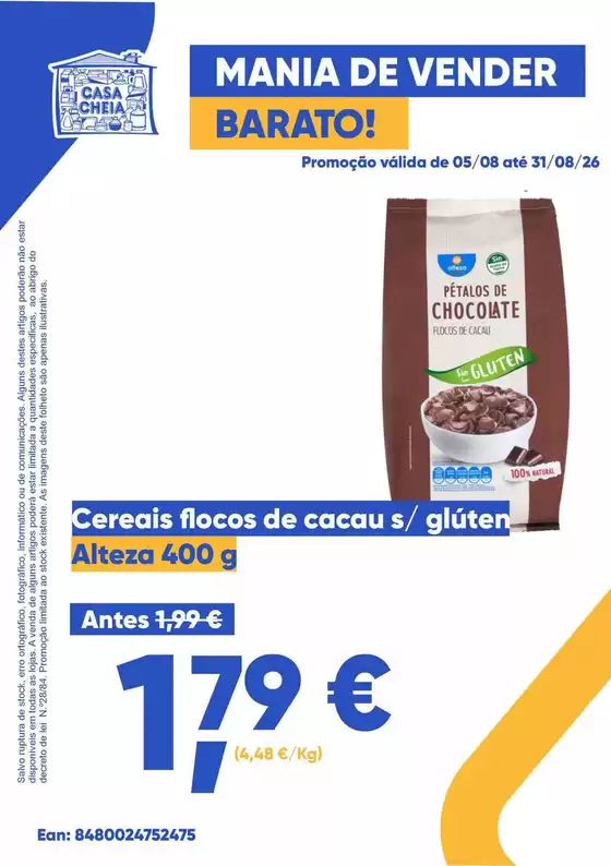 Catálogo Casa Cheia | Cereais flocos de cacau s/ glúten | 2026-08-05T00:00:00.000Z - 2026-08-31T00:00:00.000Z
