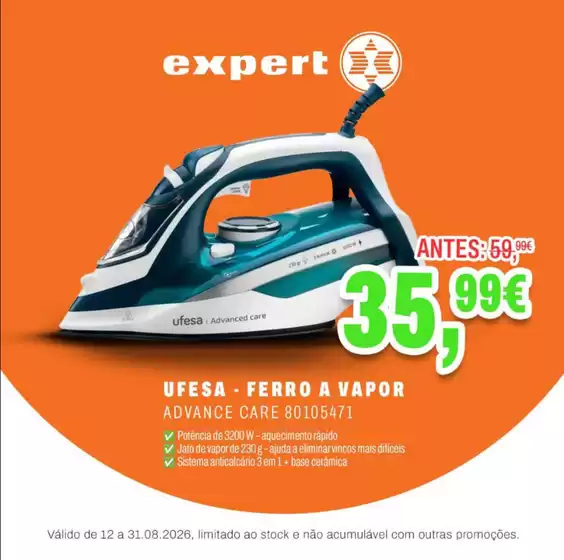 Catálogo Expert | Ufesa ferro a vapor | 2026-08-13T00:00:00.000Z - 2026-08-31T00:00:00.000Z