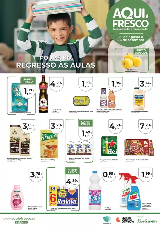 Folheto Aqui é Fresco em  | Folheto n17 Ago Poupe no Regresso as Aulas | 2026-08-26T00:00:00.000Z - 2026-09-06T00:00:00.000Z