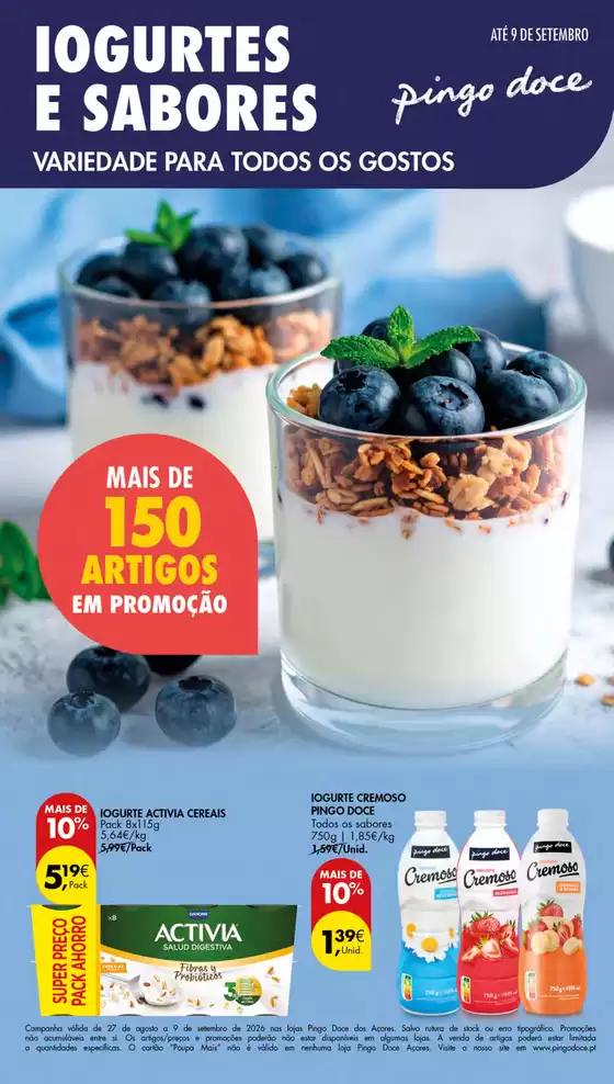 Catálogo Pingo Doce | Folheto Especial Iogurtes Açores | 2026-08-27T00:00:00.000Z - 2026-09-09T00:00:00.000Z