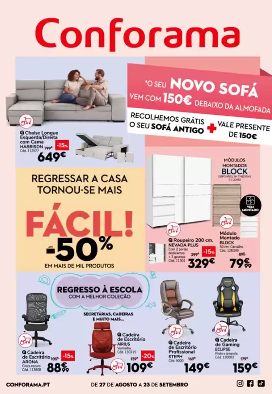 Catálogo Conforama | Fácil! -50% | 2026-08-31T00:00:00.000Z - 2026-09-23T00:00:00.000Z