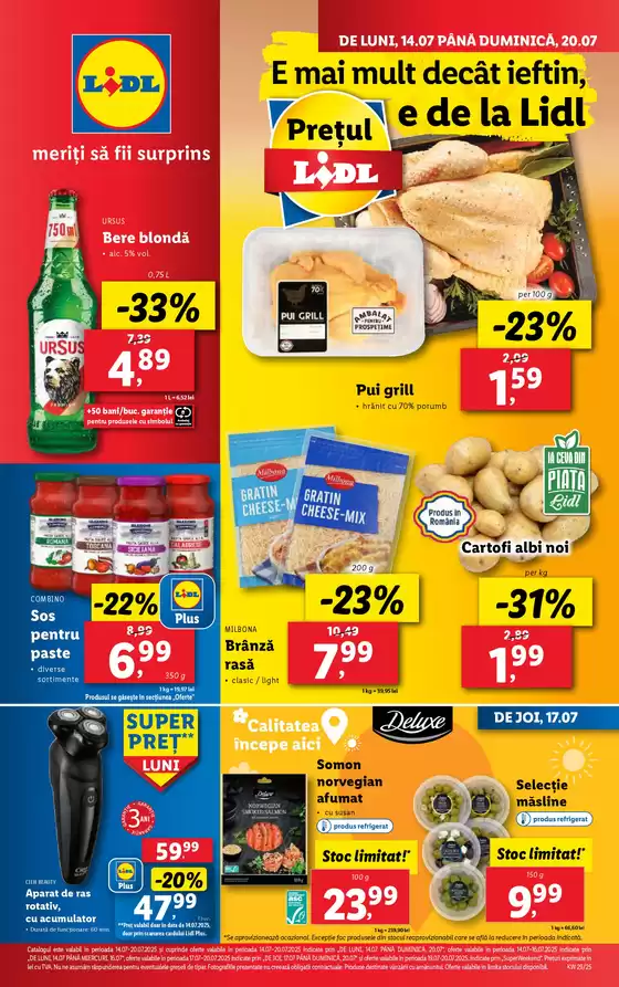 pentru perioada 14.07-20.07.2025