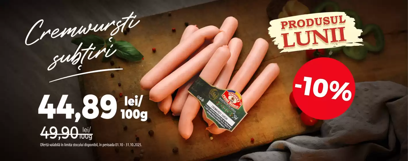 Produsul lunii Octombrie - Cremwurşti subţiri