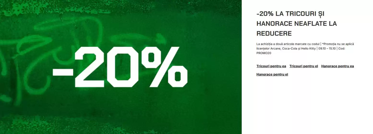 Catalog Cropp Brăila | -20% la tricouri și hanorace neaflate la reducere | 2025-10-09T00:00:00.000Z - 2025-10-15T00:00:00.000Z