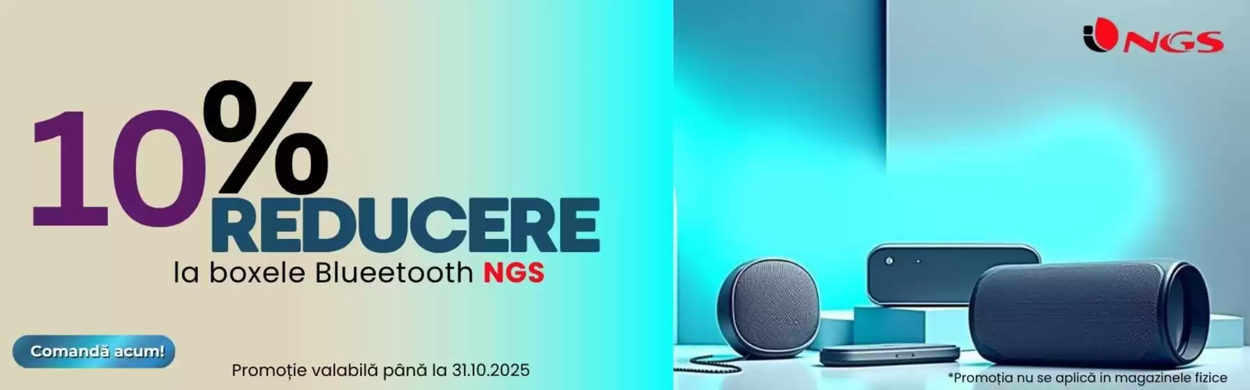 Catalog Vitacom Lipova | 10% Reducere la boxele Blueetooth NGS | 2025-10-15T00:00:00.000Z - 2025-10-31T00:00:00.000Z