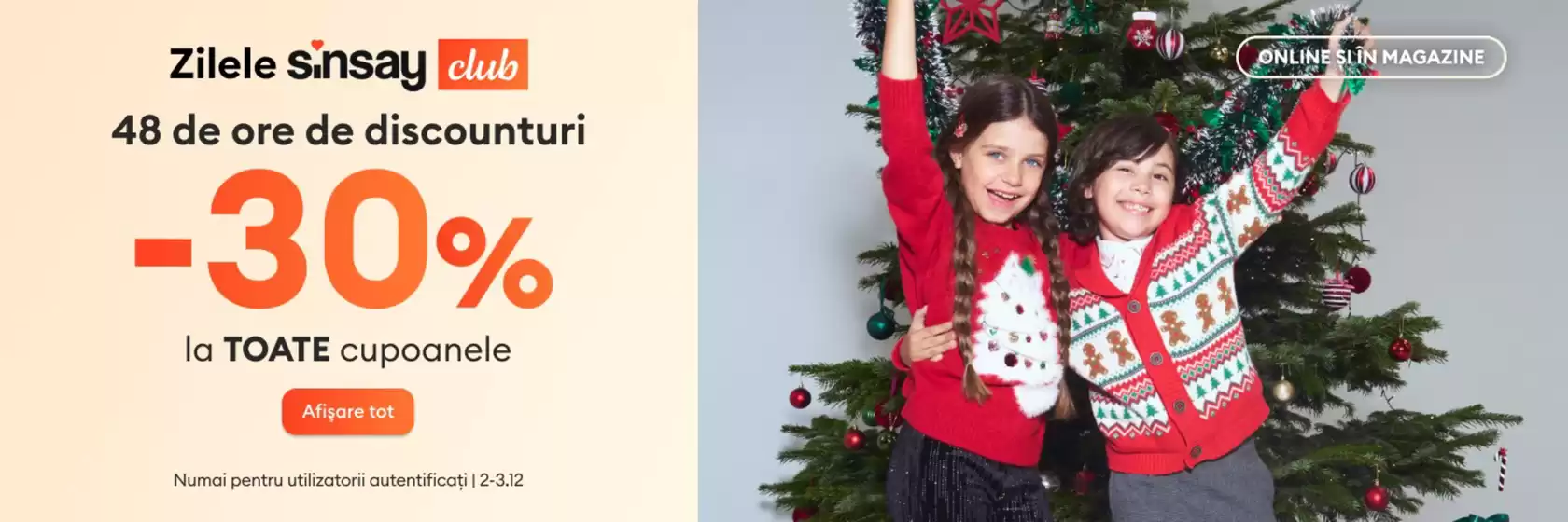 Catalog Sinsay | -30% la TOATE cupoanele | 2025-12-03T00:00:00.000Z - 2025-12-03T00:00:00.000Z