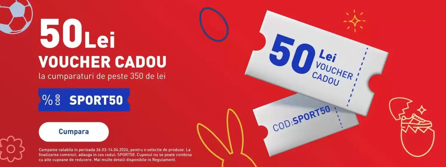 Catalog Intersport Vișeu de Sus | 50 Lei VOUCHER CADOU | 2026-03-27T00:00:00.000Z - 2026-04-14T00:00:00.000Z