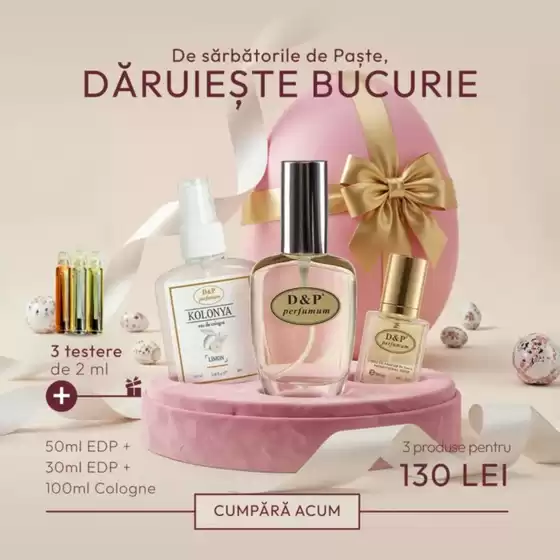 Catalog D&P Parfum Caransebeș | De sărbătorile de Paşte, DĂRUIEȘTE BUCURIE | 2026-04-01T00:00:00.000Z - 2026-04-14T00:00:00.000Z