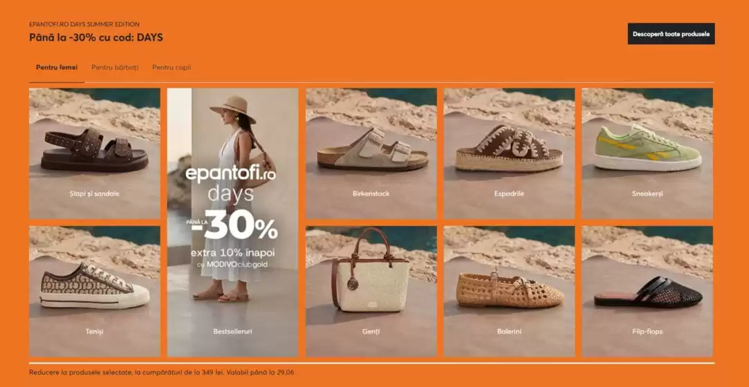 Catalog Epantofi București | SUMMER EDITION Până la -30% | 2026-06-29T00:00:00.000Z - 2026-06-29T00:00:00.000Z