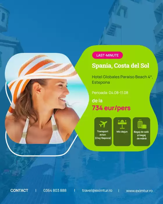 Catalog Eximtur Tulcea | Unde mergem în Spania? | 2026-08-04T00:00:00.000Z - 2026-08-13T00:00:00.000Z