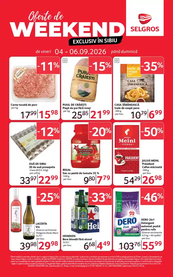 Catalog Selgros București | Oferte de weekend SELGROS SIBIU | 2026-09-04T00:00:00.000Z - 2026-09-06T00:00:00.000Z