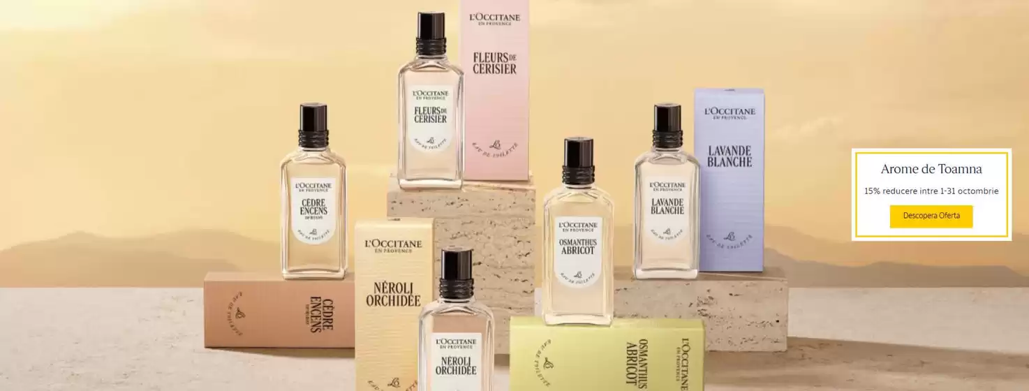 Catalog L'Occitane | Arome de Toamna 15% reducere | 2026-10-01T00:00:00.000Z - 2026-10-31T00:00:00.000Z