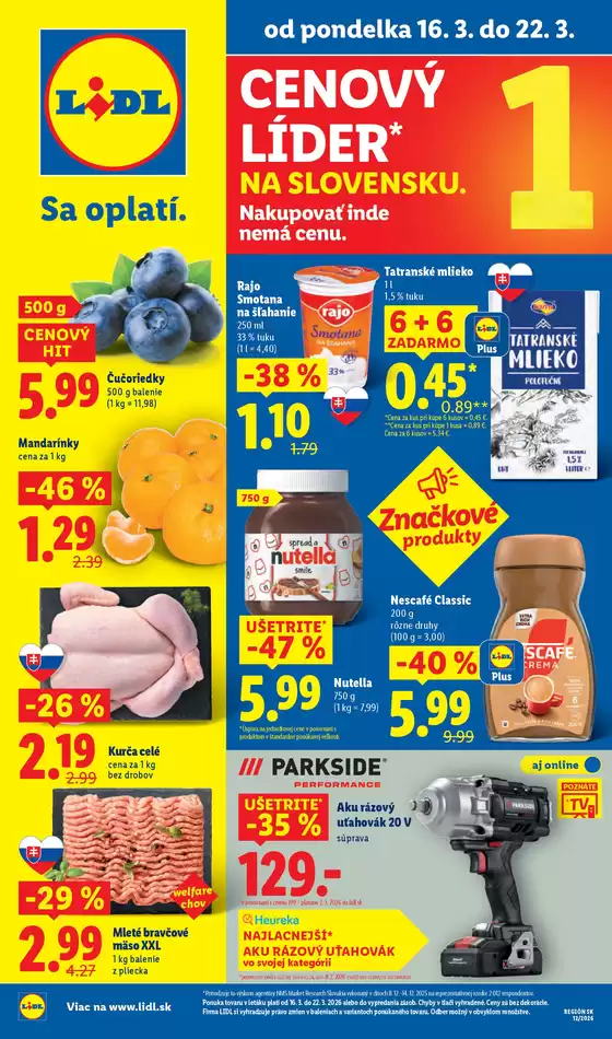 Katalóg Lidl v Trebišov | Platný od 16. 03. 2026 | 2026-03-16T00:00:00.000Z - 2026-03-22T00:00:00.000Z