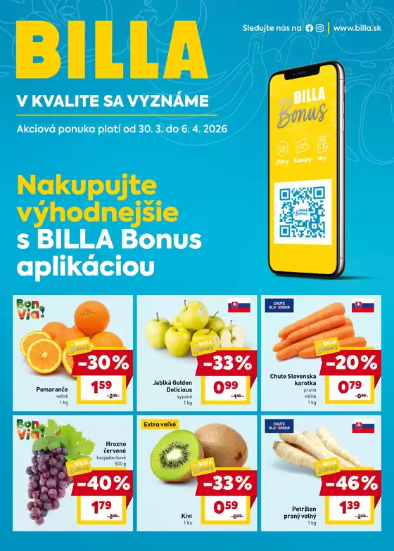 Katalóg Billa v Gabčíkovo | Aktuálne výhodné ponuky a akcie | 2026-03-30T00:00:00.000Z - 2026-04-06T00:00:00.000Z