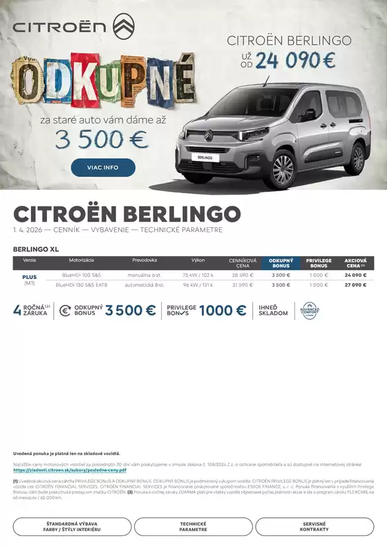 Katalóg Citroën v Martin | Akciový Cenník NOVÉ BERLINGO | 2026-01-01T00:00:00.000Z - 2026-12-31T00:00:00.000Z