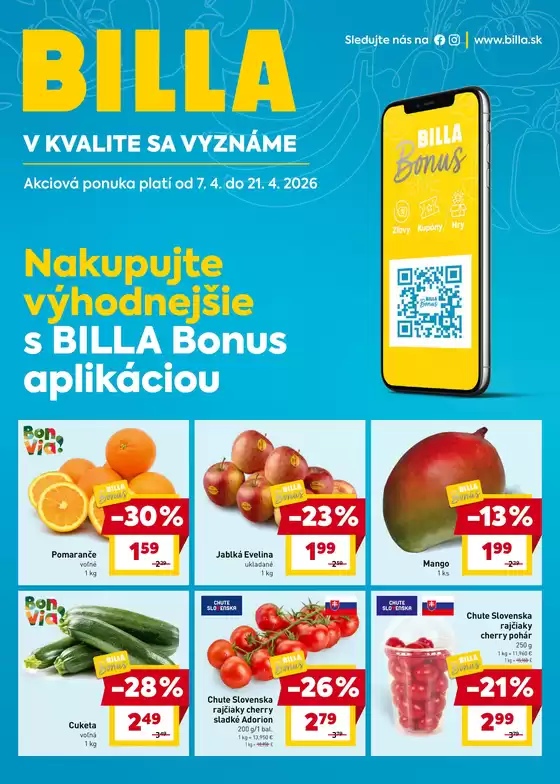 Katalóg Billa v Trnava | Skvelé zľavy na vybrané produkty | 2026-04-07T00:00:00.000Z - 2026-04-21T00:00:00.000Z