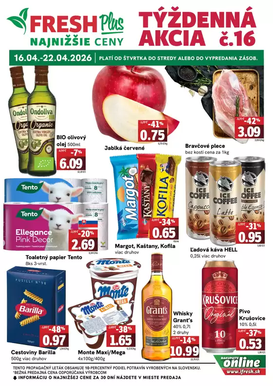 Katalóg Fresh v Moldava nad Bodvou | Týždenná akcia FRESH Plus | 2026-04-16T00:00:00.000Z - 2026-04-22T00:00:00.000Z