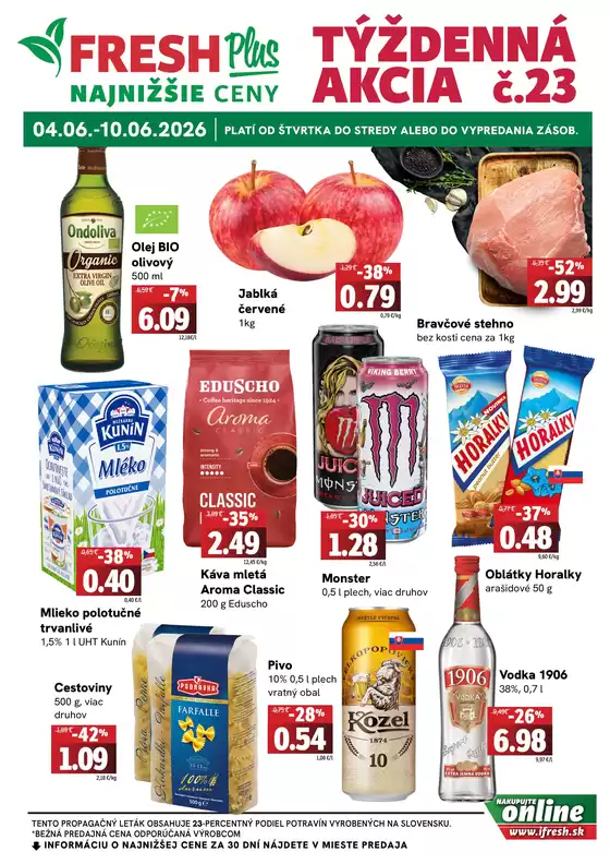 Katalóg Fresh v Prešov | Týždenná akcia FRESH Plus | 2026-06-04T00:00:00.000Z - 2026-06-10T00:00:00.000Z