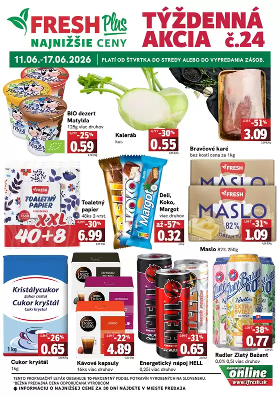 Katalóg Fresh v Veľký Meder | Týždenná akcia FRESH Plus | 2026-06-11T00:00:00.000Z - 2026-06-17T00:00:00.000Z