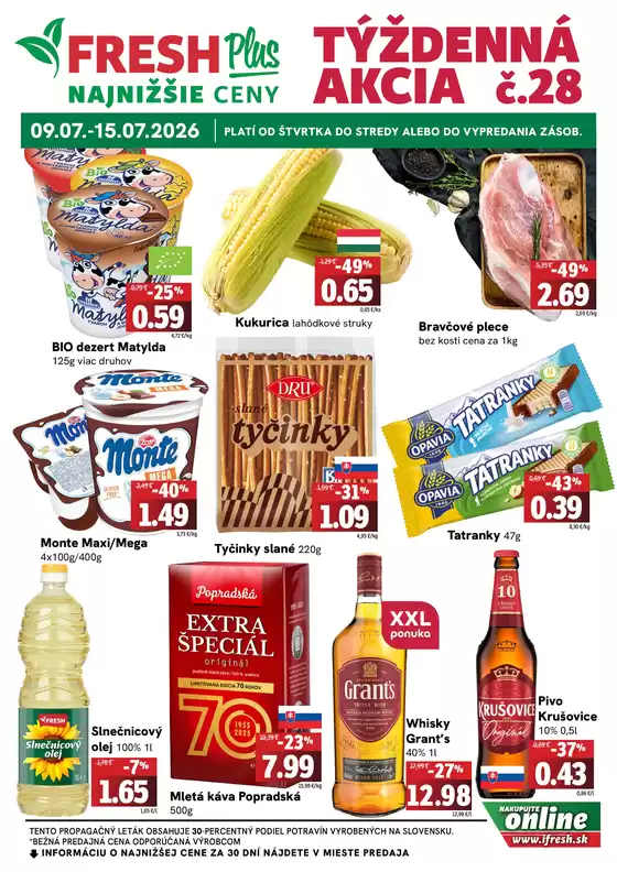 Katalóg Fresh | Týždenná akcia FRESH PLus | 2026-07-09T00:00:00.000Z - 2026-07-15T00:00:00.000Z