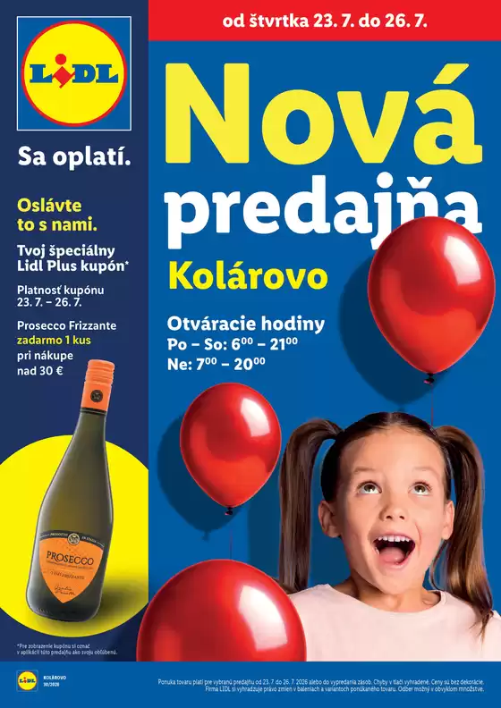 Katalóg Lidl v Kolárovo | Ponuka platná od 23. 07. 2026 | 2026-07-23T00:00:00.000Z - 2026-07-26T00:00:00.000Z