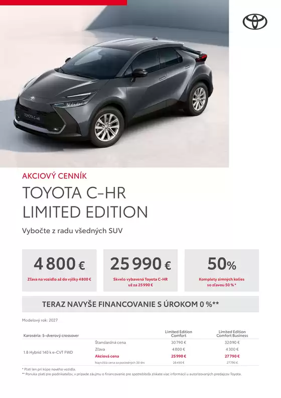 Katalóg Toyota | Cennik toyota chr limited edition 2027 | 2026-01-01T00:00:00.000Z - 2026-12-31T00:00:00.000Z