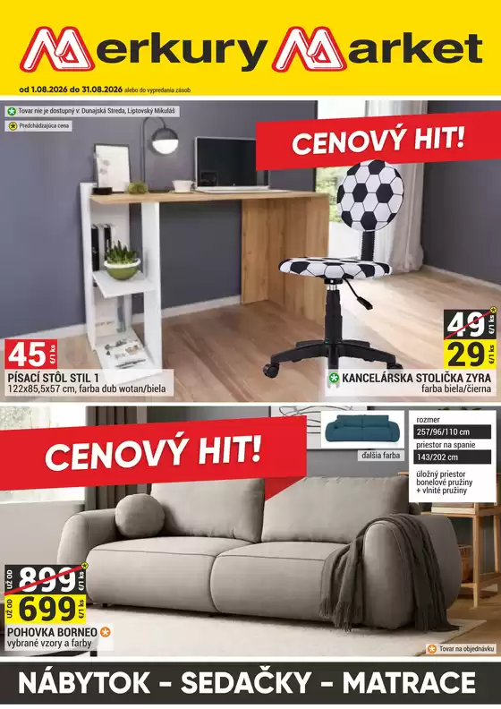 Katalóg Merkury Market v Sečovce | Leták 01.08.-31.08.2026 - NÁBYTOK | 2026-08-01T00:00:00.000Z - 2026-08-31T00:00:00.000Z