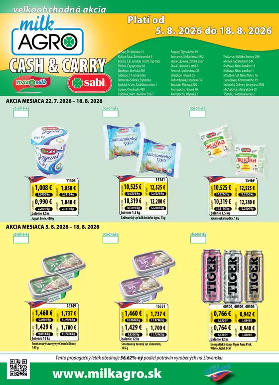 Katalóg Milk Agro v Malacky | Cash Carry leták | 2026-07-22T00:00:00.000Z - 2026-08-04T00:00:00.000Z
