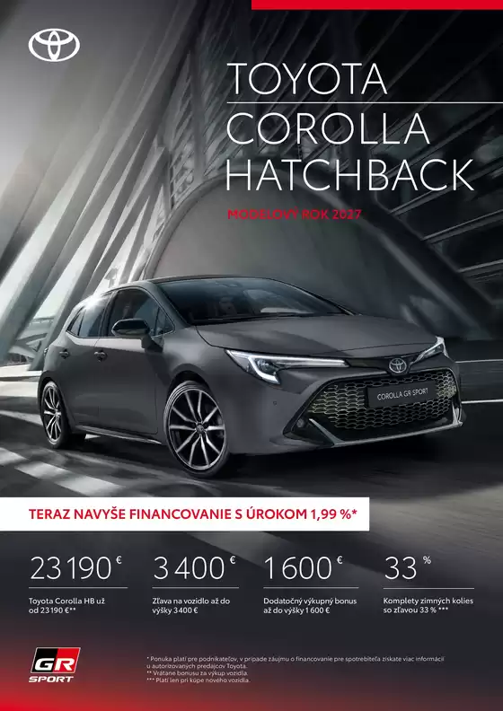 Katalóg Toyota v Dunajská lužná | Cennik corolla HB MY27 | 2026-01-01T00:00:00.000Z - 2026-12-31T00:00:00.000Z