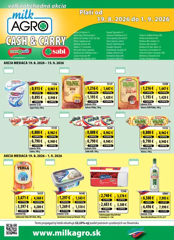 Katalóg Milk Agro v Košice | Cash Carry leták | 2026-08-05T00:00:00.000Z - 2026-08-18T00:00:00.000Z
