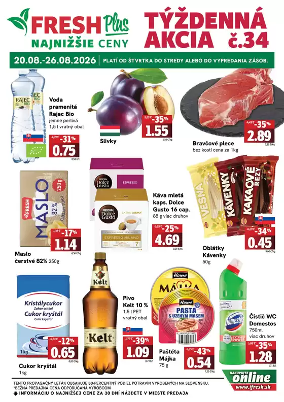 Katalóg Fresh | Týždenná akcia FRESH Plus | 2026-08-20T00:00:00.000Z - 2026-08-26T00:00:00.000Z