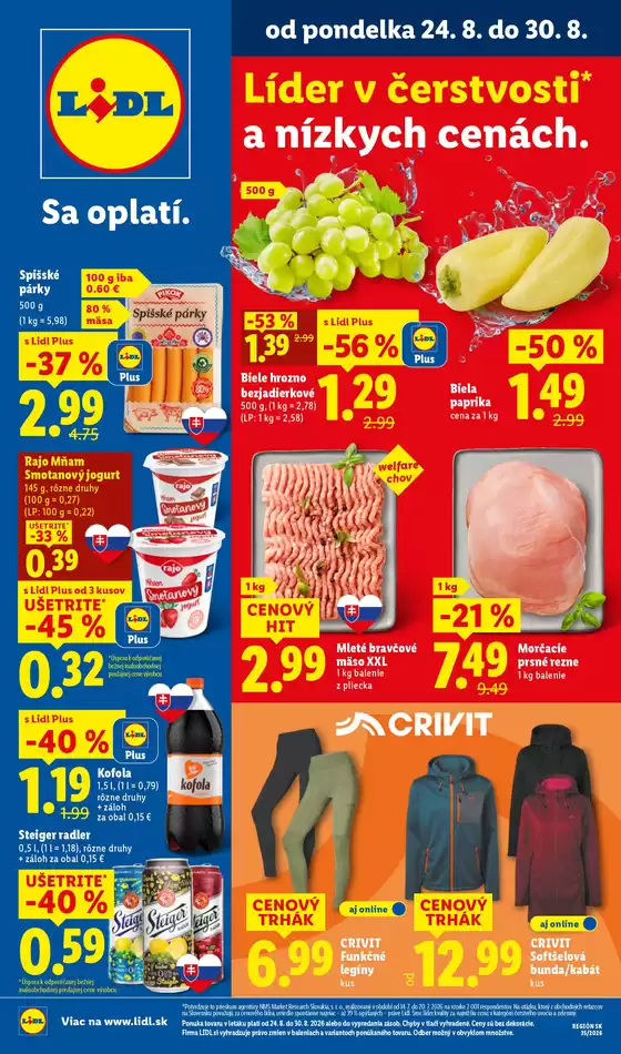 Katalóg Lidl v Stupava | Platný od 24. 08. 2026 | 2026-08-24T00:00:00.000Z - 2026-08-30T00:00:00.000Z