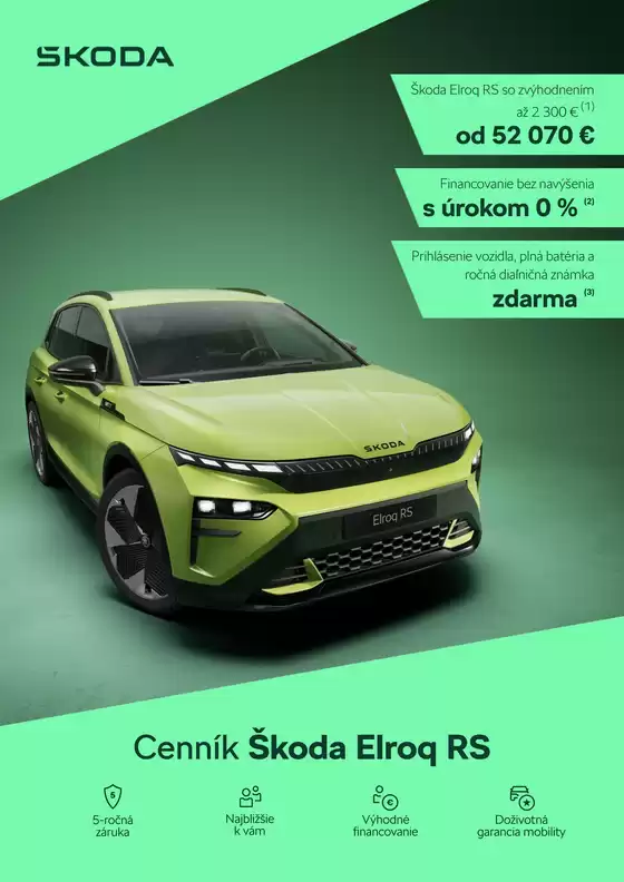 Katalóg Škoda v Komárno | Skoda Elroq RS cennik | 2026-08-28T00:00:00.000Z - 2026-09-11T00:00:00.000Z