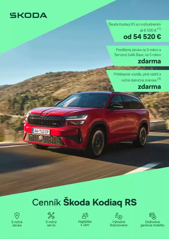 Katalóg Škoda v Komárno | Skoda Kodiaq NG RS cennik | 2026-08-28T00:00:00.000Z - 2026-09-11T00:00:00.000Z