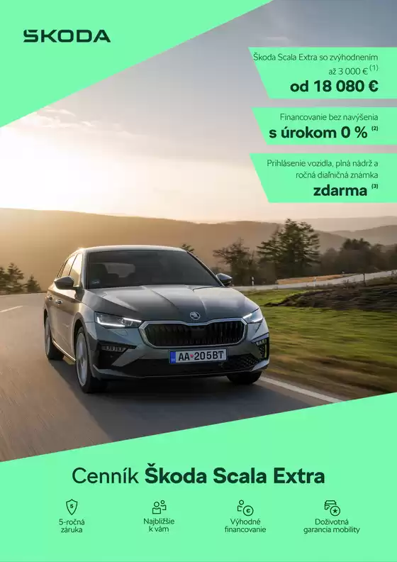 Katalóg Škoda v Komárno | Skoda Scala FL Extra cennik | 2026-08-28T00:00:00.000Z - 2026-09-11T00:00:00.000Z