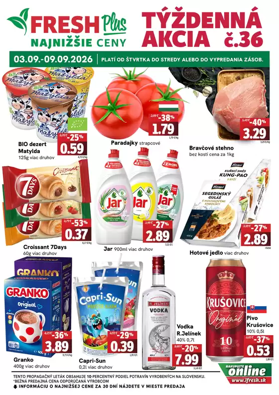 Katalóg Fresh | Týždenná akcia FRESH Plus | 2026-09-03T00:00:00.000Z - 2026-09-09T00:00:00.000Z