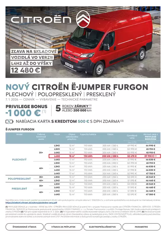 Katalóg Citroën v Podolínec | Cenník ë-Jumper Furgon | 2026-01-01T00:00:00.000Z - 2026-12-31T00:00:00.000Z