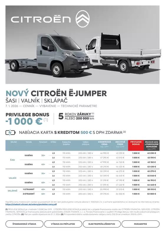 Katalóg Citroën v Podolínec | Cenník ë-Jumper šasivalníksklápač | 2026-01-01T00:00:00.000Z - 2026-12-31T00:00:00.000Z