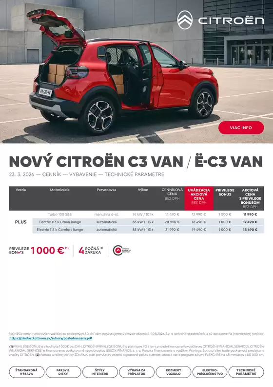 Katalóg Citroën v Podolínec | Cenník C3 VAN | 2026-01-01T00:00:00.000Z - 2026-12-31T00:00:00.000Z